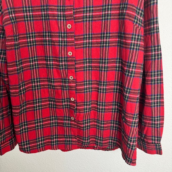 Red Plaid Button-Up Blouse with Sequin Yoke - Picture 6 of 9